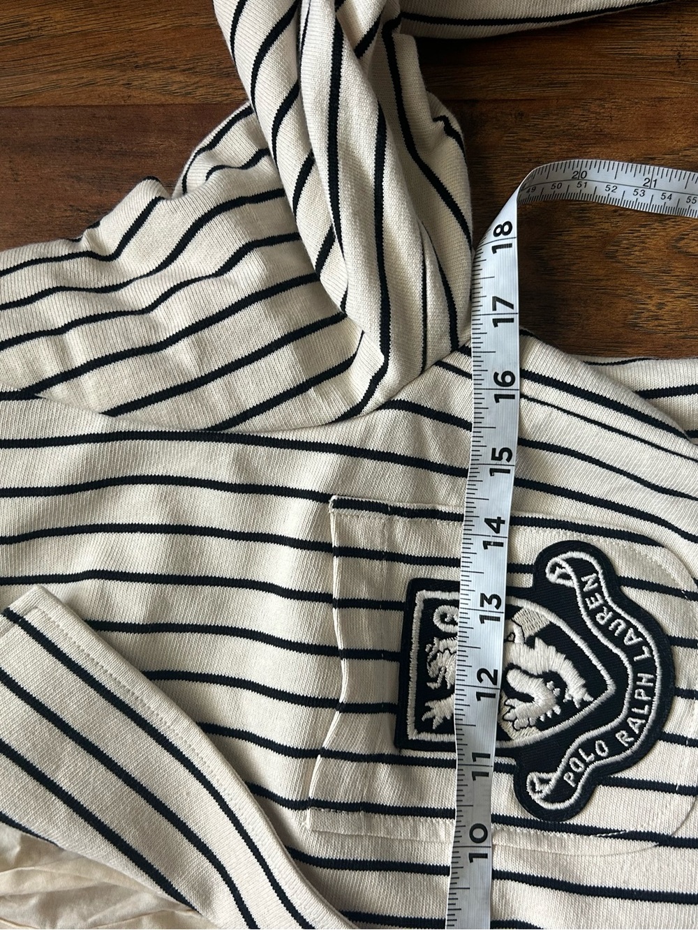 Polo by Ralph Lauren Cream Blazer with Navy Pinstripes and Crest Patch Cotton - Picture 12 of 16